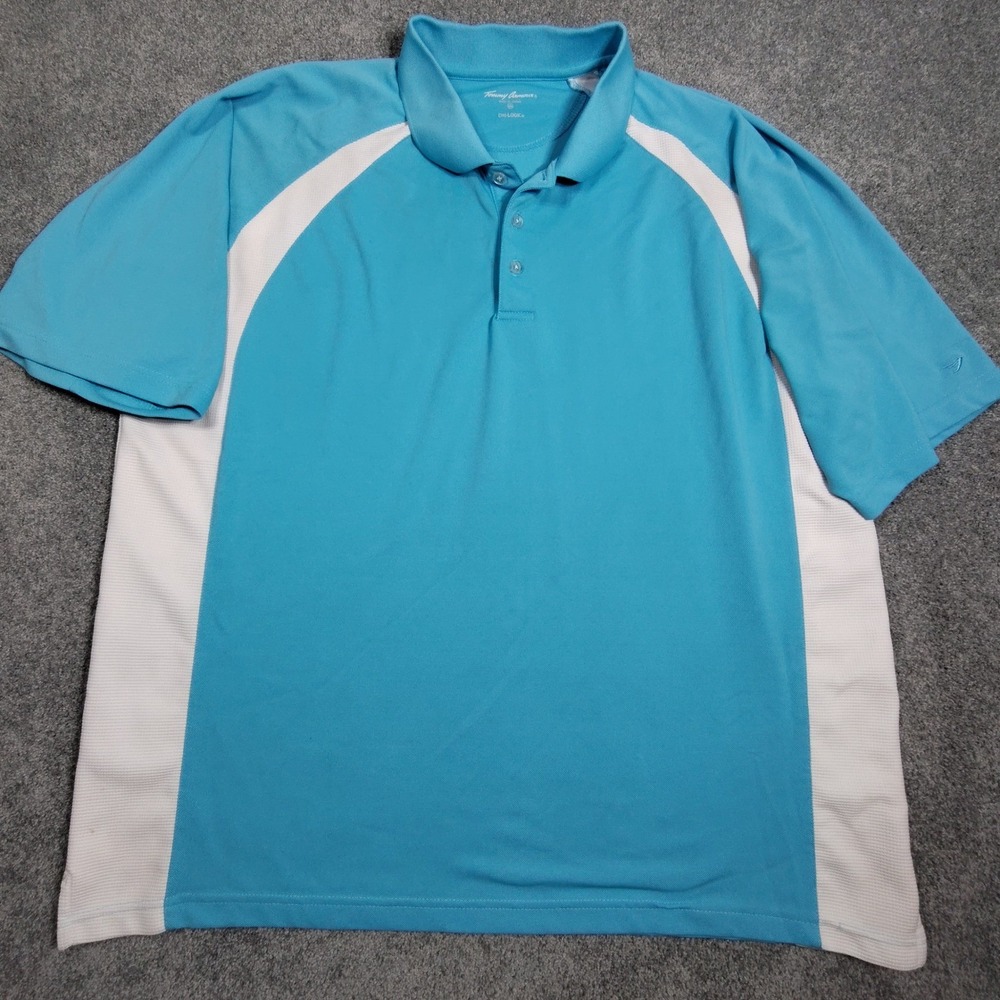 Tommy Armour Dri-Logic Mens XXL Polo Shirt Blue White Short Sleeve Golf Top